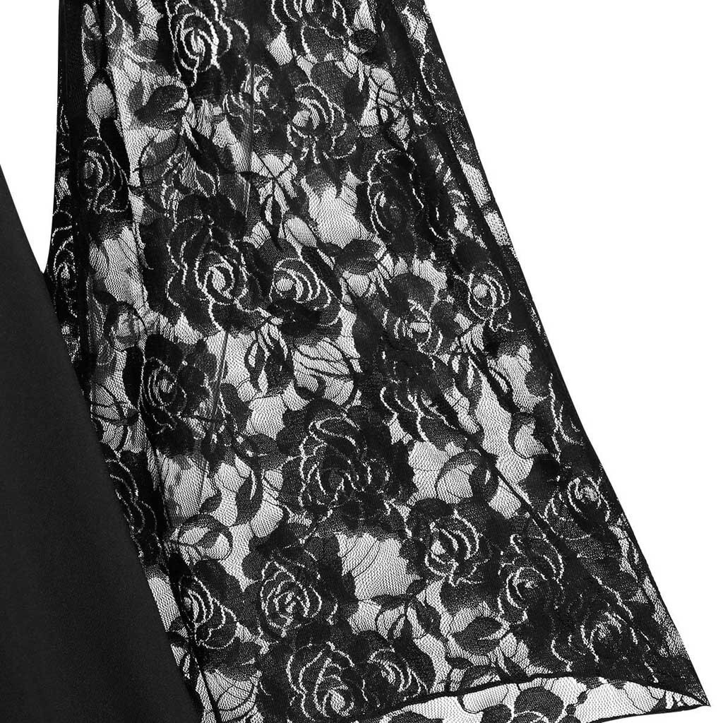 Gothic Women's Lace Patchwork Dresses With Flare Sleeve
