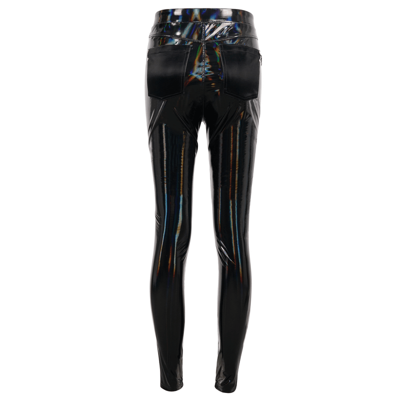 US SALE of Fashion Slim Pu Leather Pants For Women / Zipper Wetlook Pants