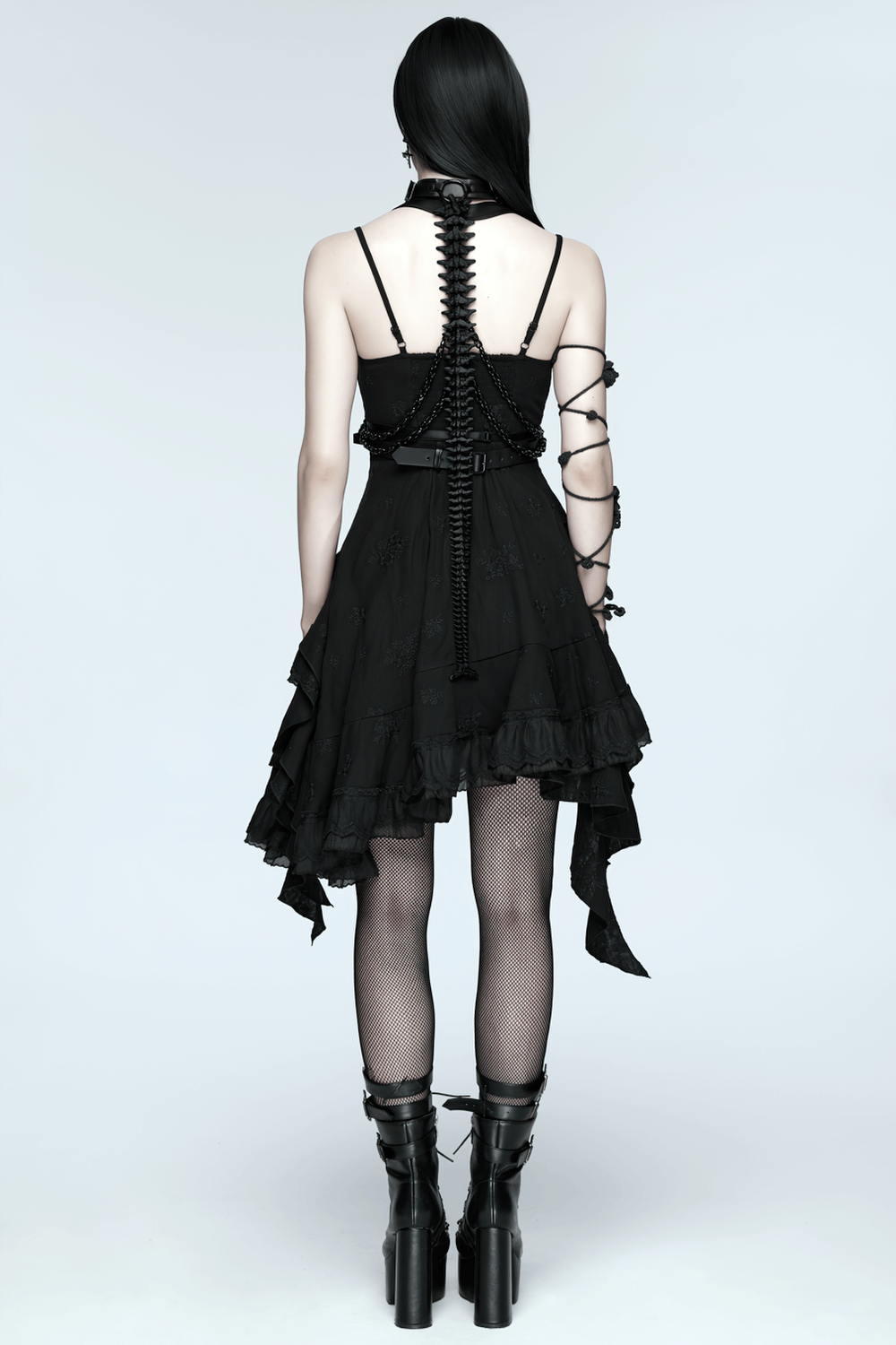 Faux Leather Cyberpunk Skeleton Harness with Chains