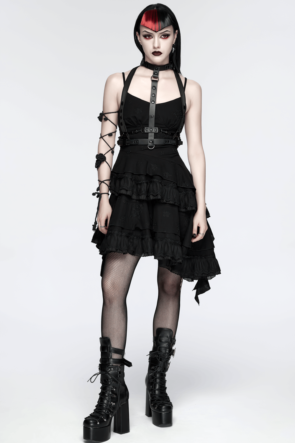 Faux Leather Cyberpunk Skeleton Harness with Chains