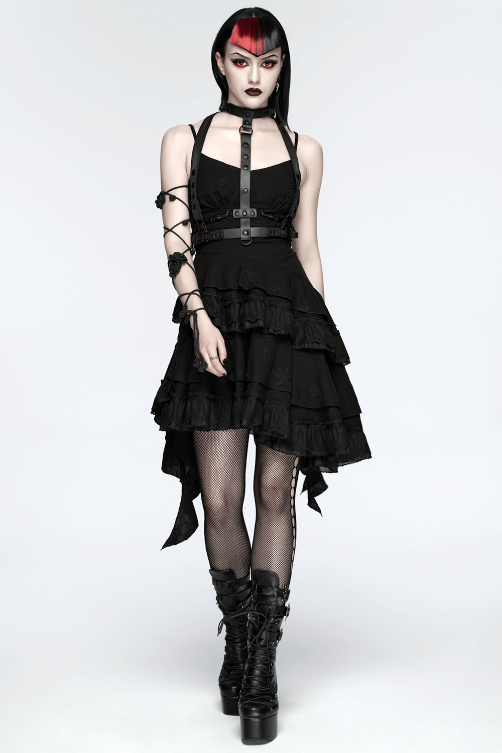Faux Leather Cyberpunk Skeleton Harness with Chains