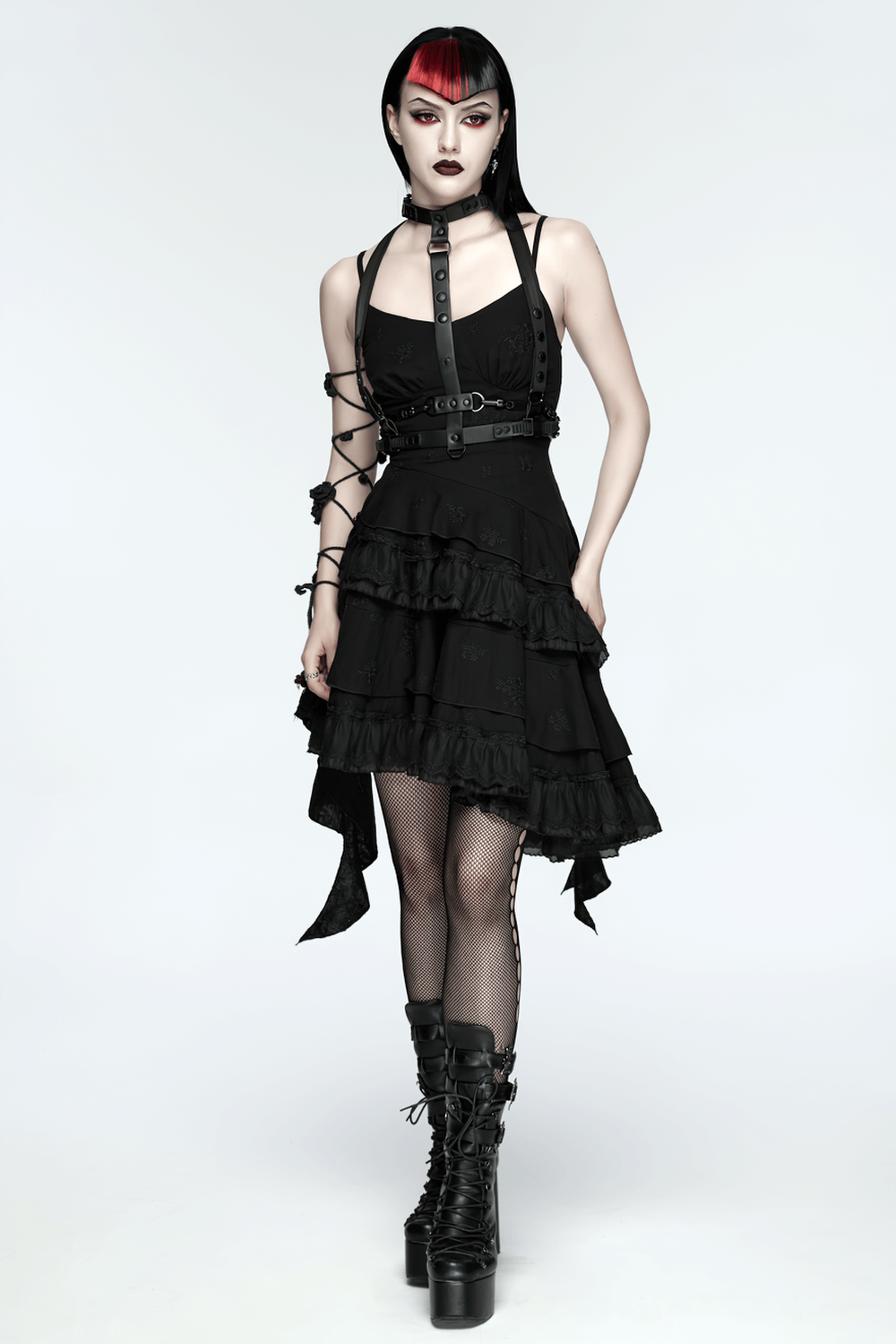 Faux Leather Cyberpunk Skeleton Harness with Chains