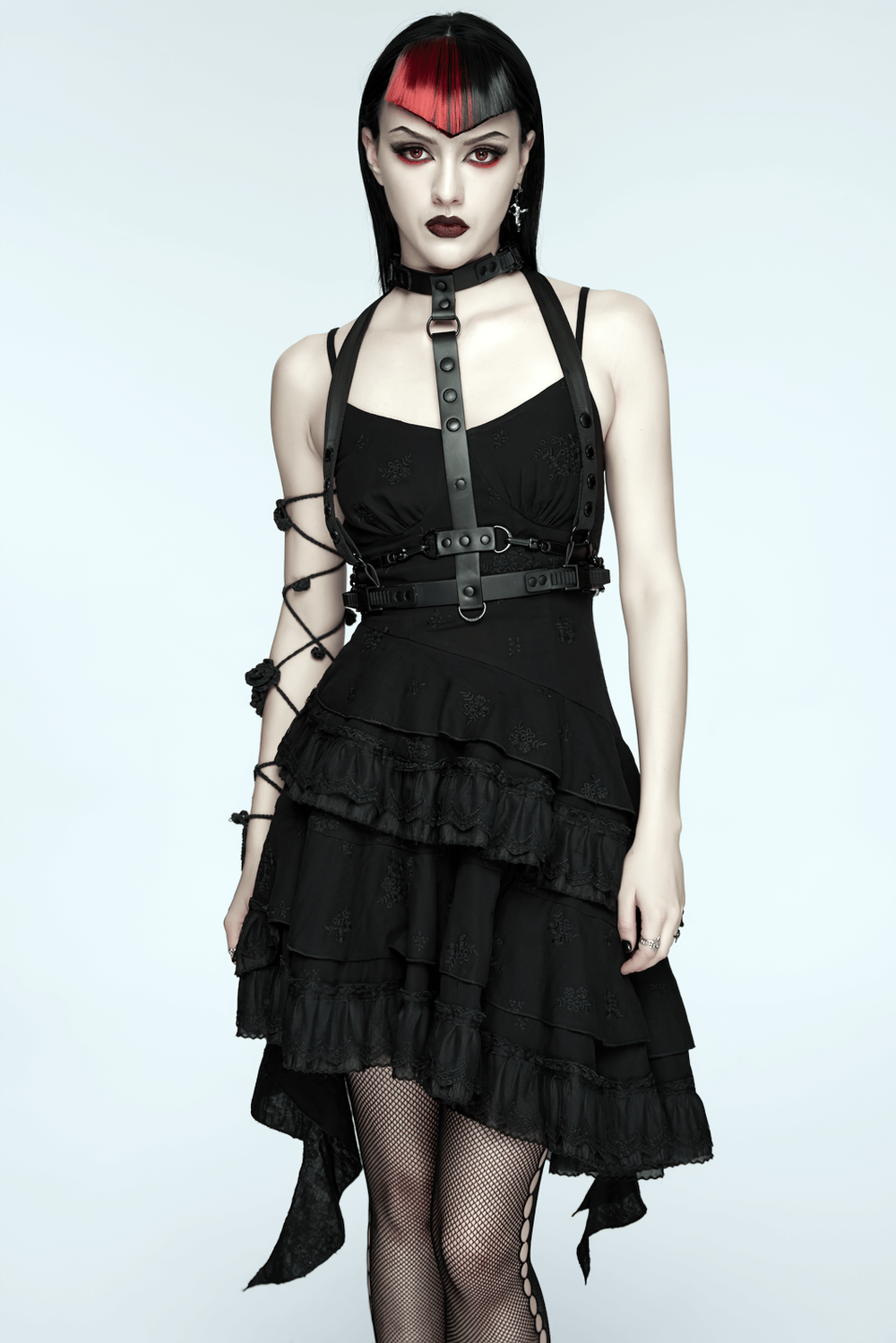 Faux Leather Cyberpunk Skeleton Harness with Chains