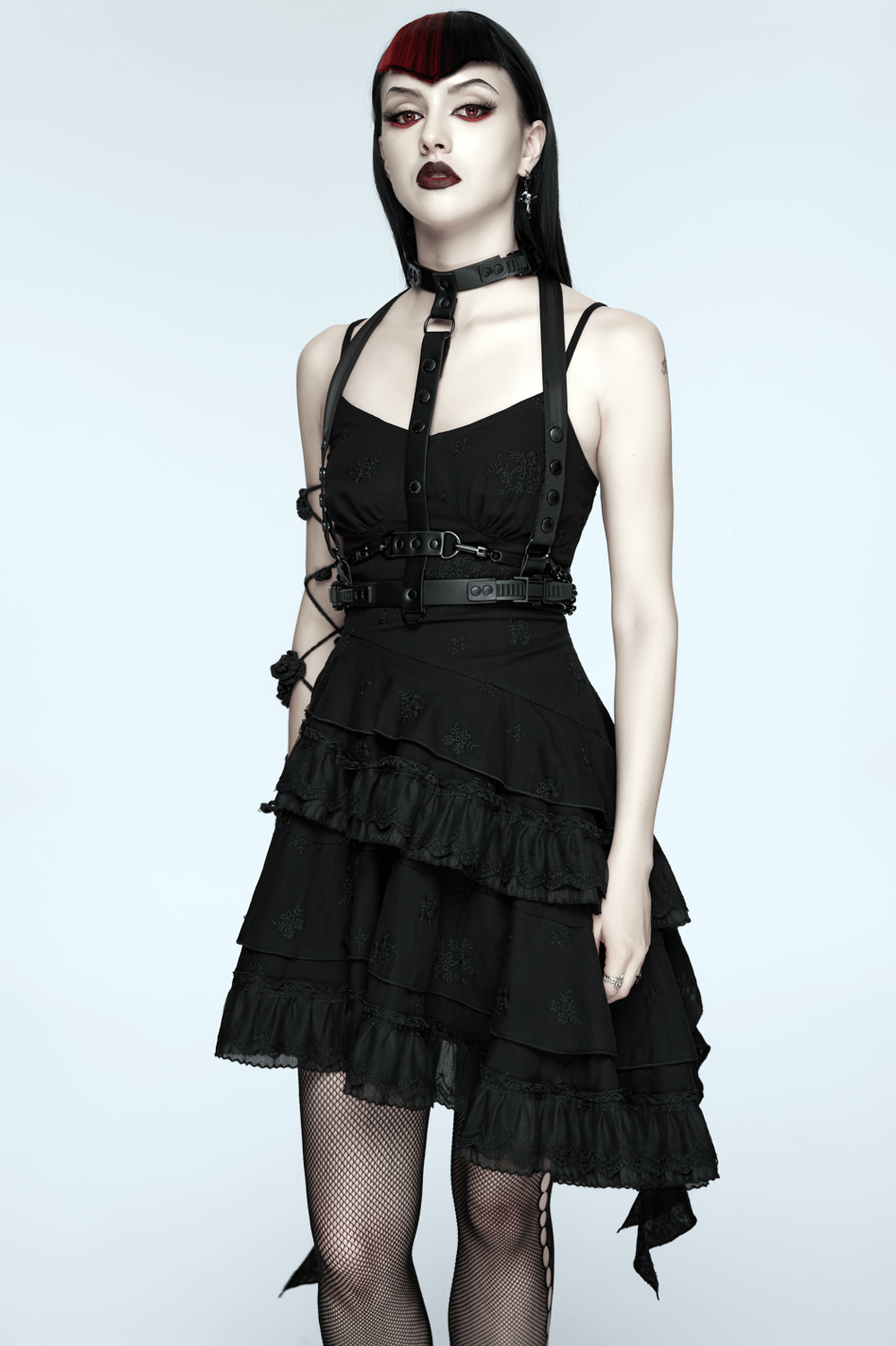 Faux Leather Cyberpunk Skeleton Harness with Chains