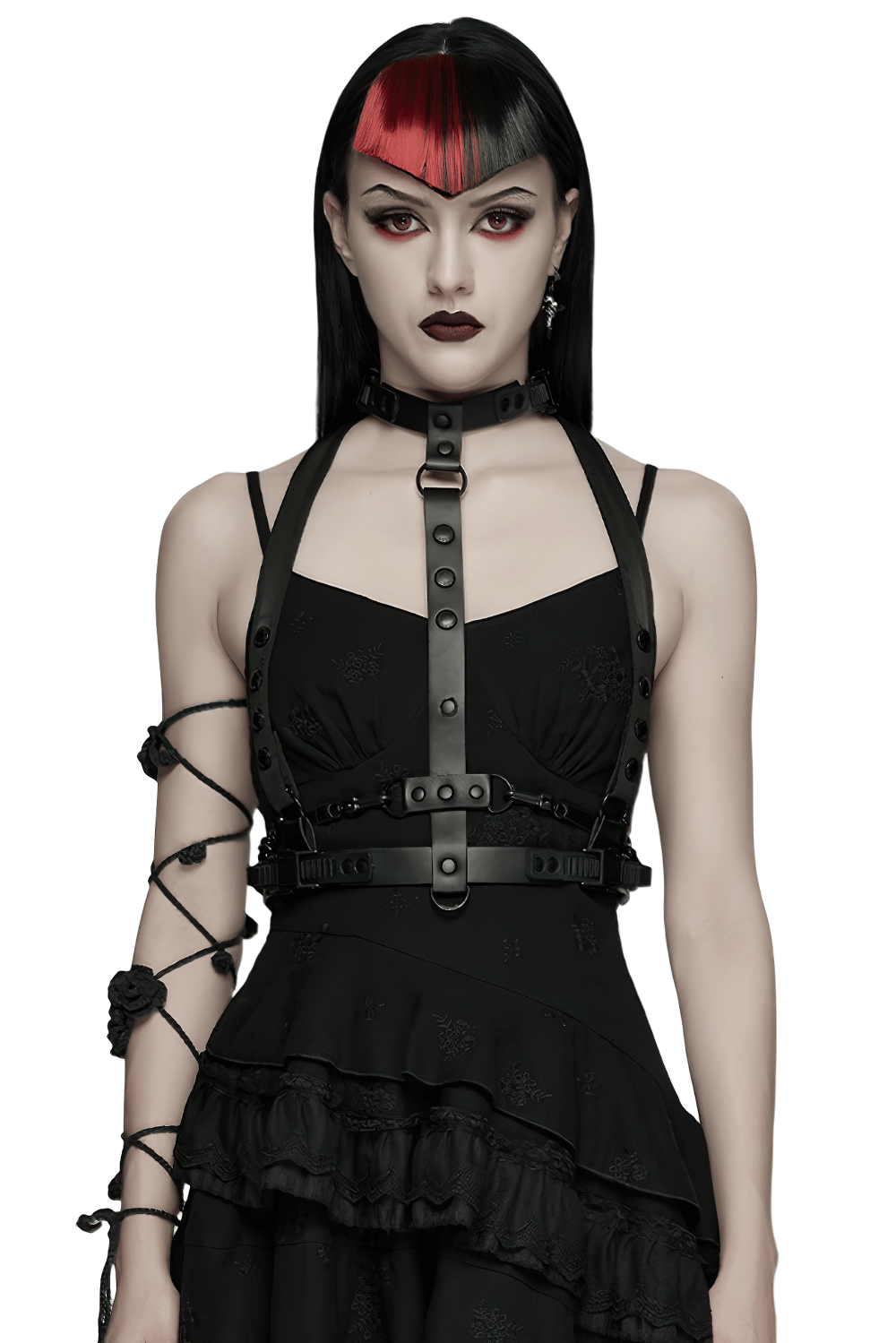 Faux Leather Cyberpunk Skeleton Harness with Chains