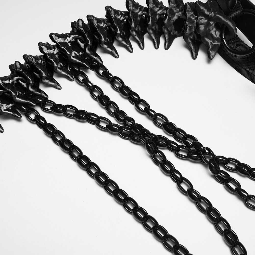 Faux Leather Cyberpunk Skeleton Harness with Chains