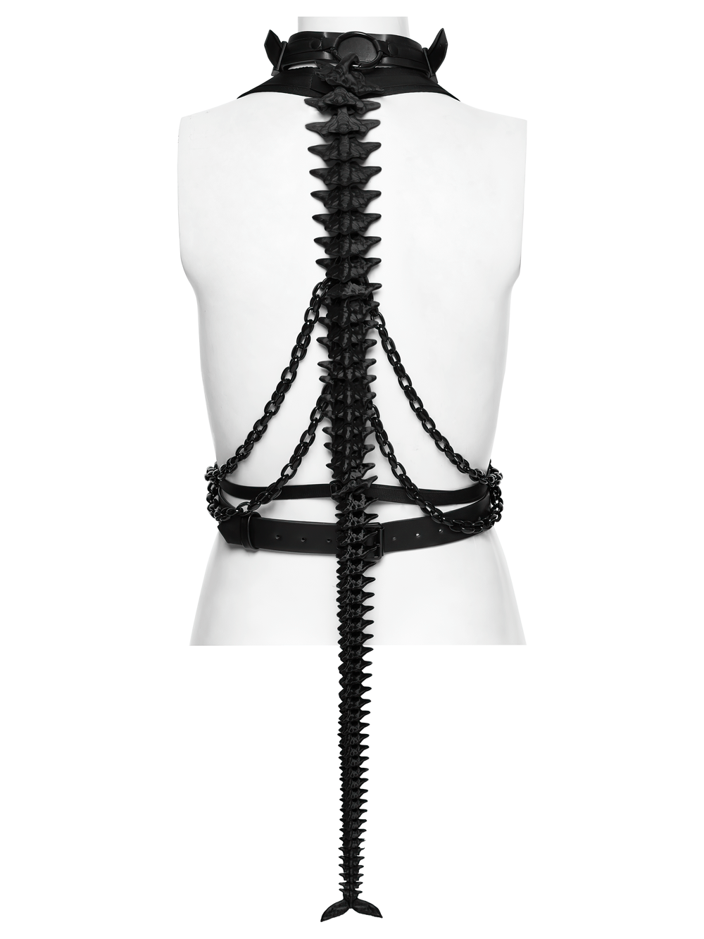 Faux Leather Cyberpunk Skeleton Harness with Chains