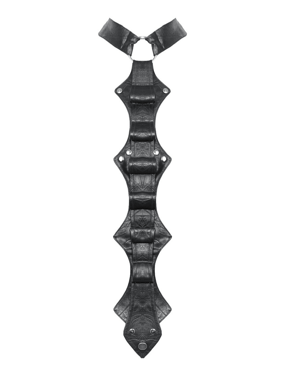 Faux Leather Gothic Neck Harness with Rivet Detail