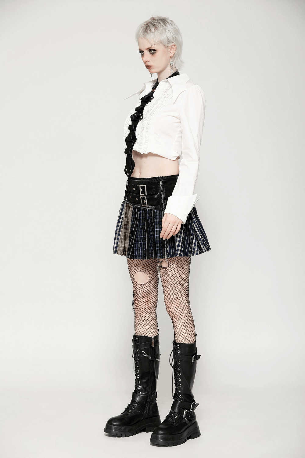 Faux Leather Gothic Neck Harness with Rivet Detail
