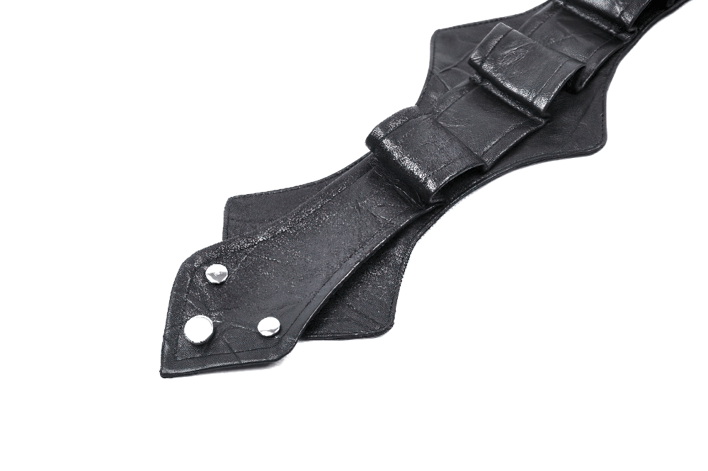 Faux Leather Gothic Neck Harness with Rivet Detail