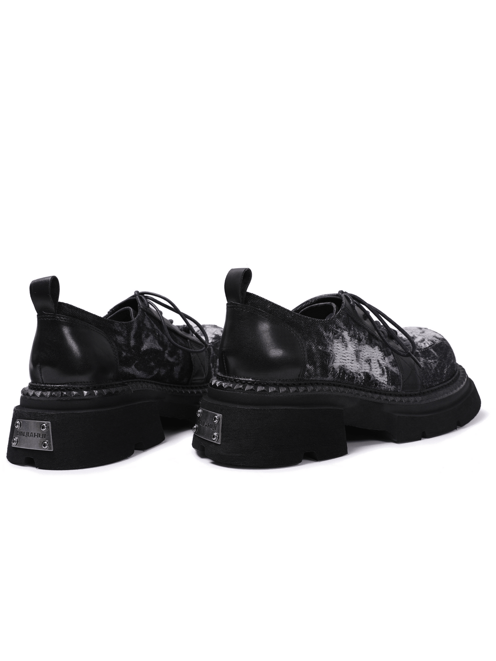 Female Distressed Denim Platform Shoes with Chunky Soles