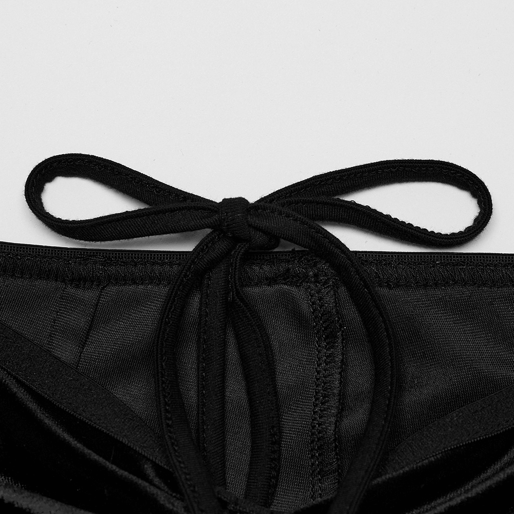 Female Goth Velvet Flared Pants with Waist Strap