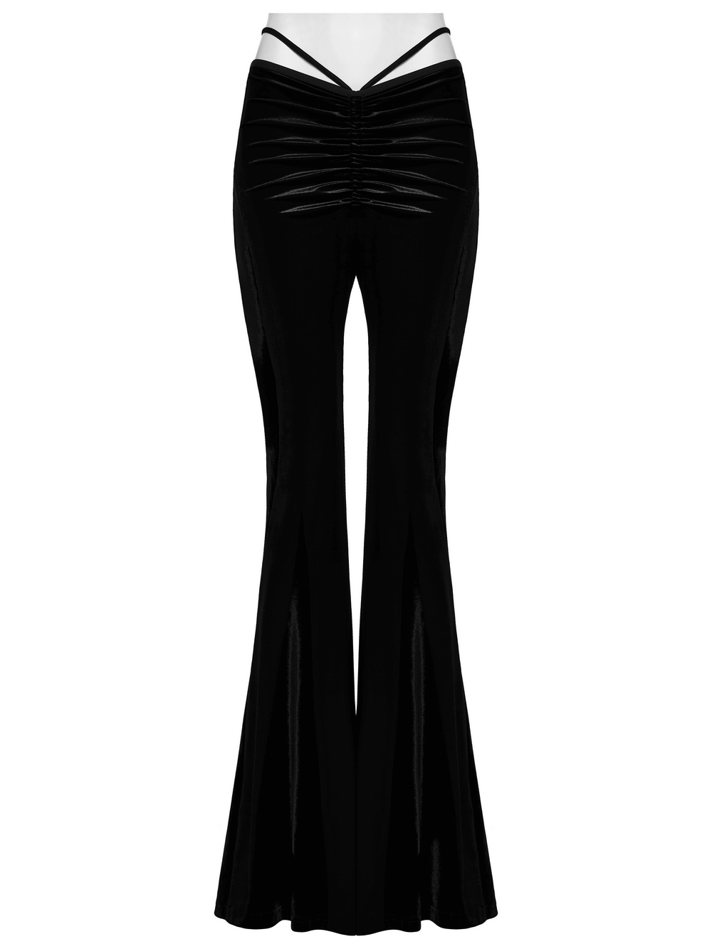 Female Goth Velvet Flared Pants with Waist Strap