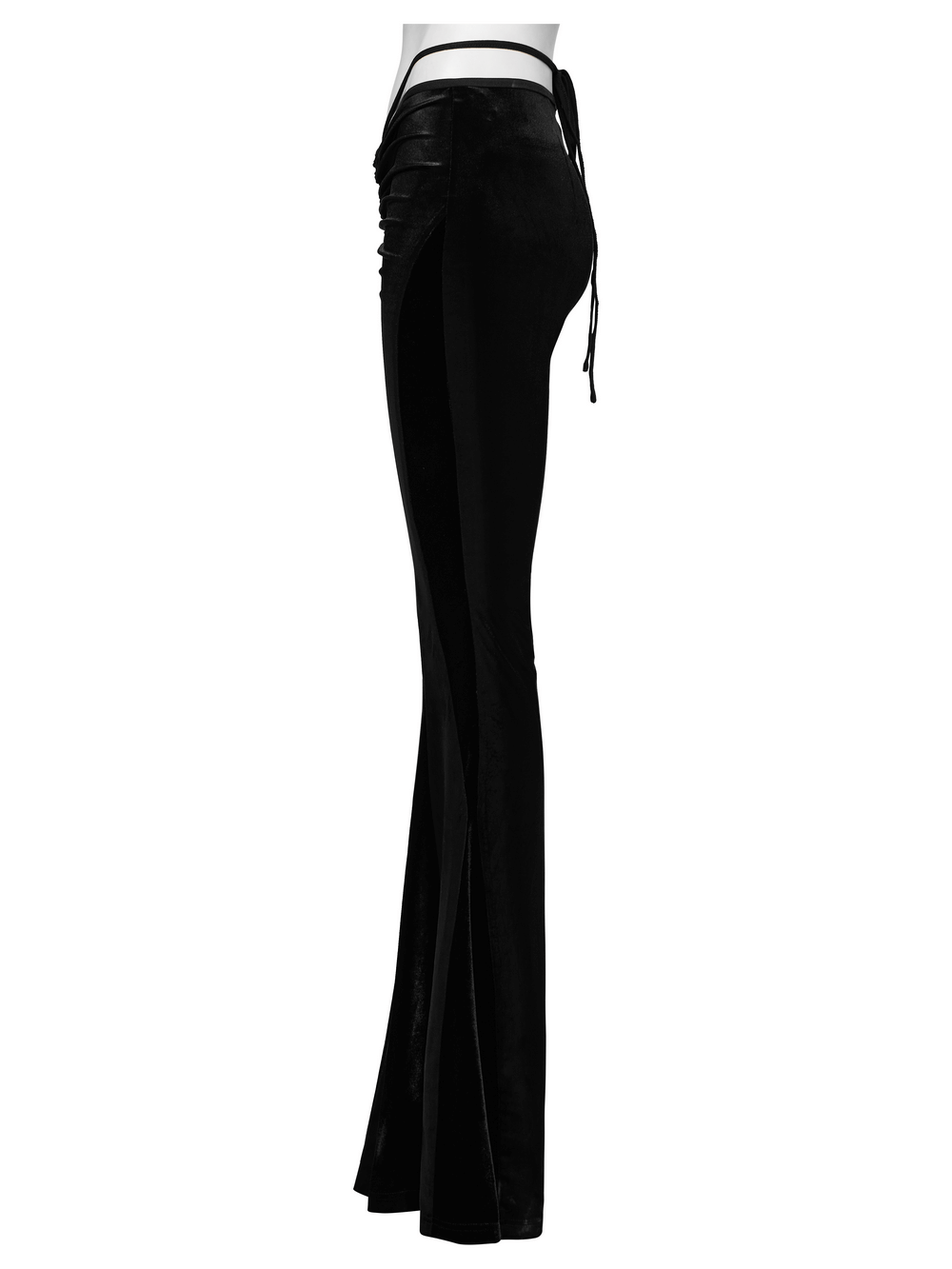 Female Goth Velvet Flared Pants with Waist Strap