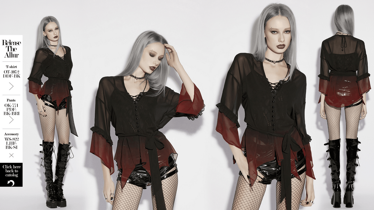 Female Gothic Gradient Chiffon Tie Waist Cover Up