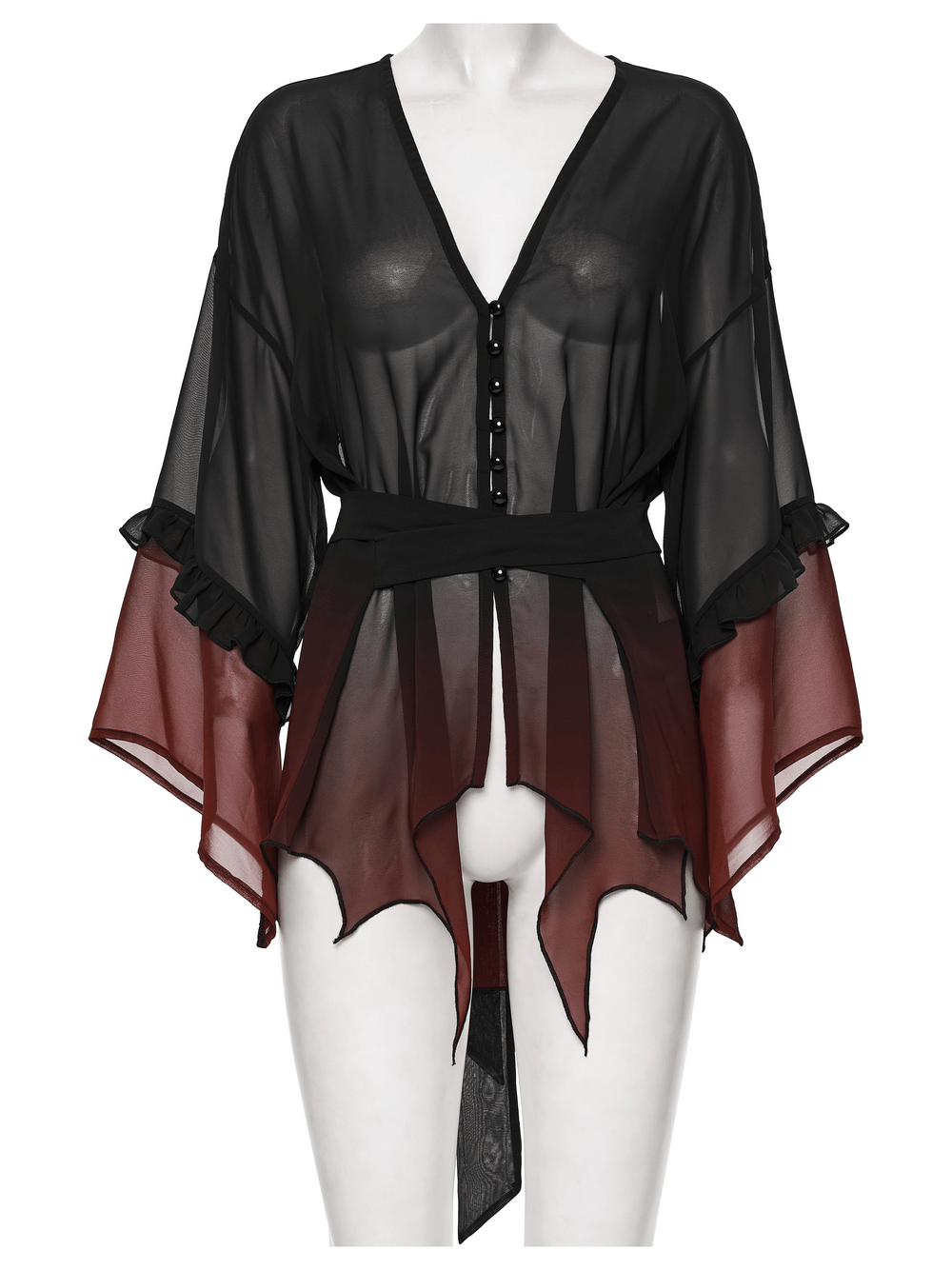 Female Gothic Gradient Chiffon Tie Waist Cover Up