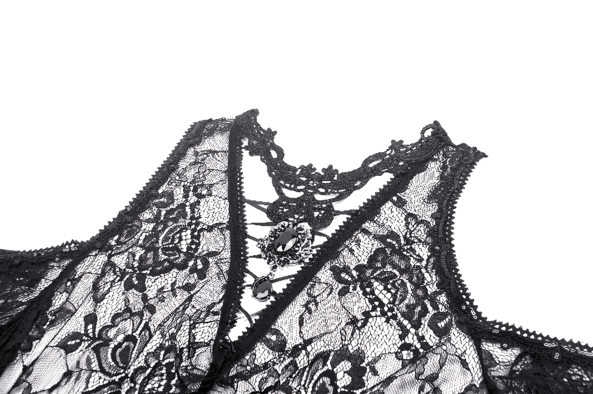 Female Gothic Lace Overlay Maxi Dress with Sleeves