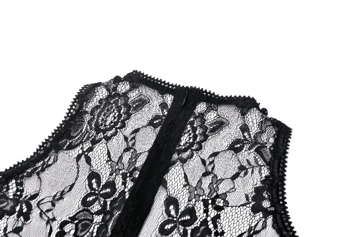 Female Gothic Lace Overlay Maxi Dress with Sleeves