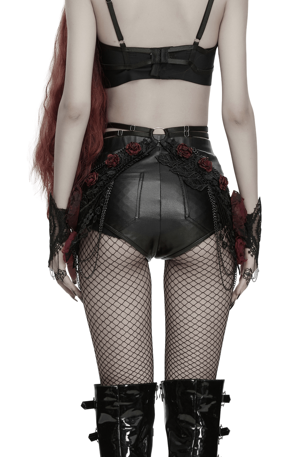Female Gothic Lace Rose Hip Chain Harness Accessory