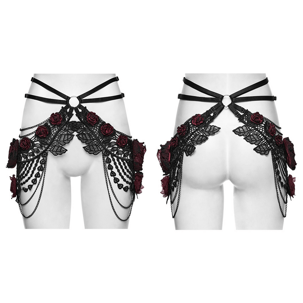 Female Gothic Lace Rose Hip Chain Harness Accessory