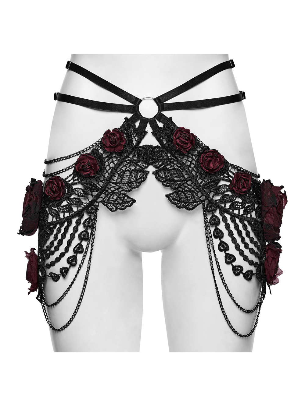 Female Gothic Lace Rose Hip Chain Harness Accessory