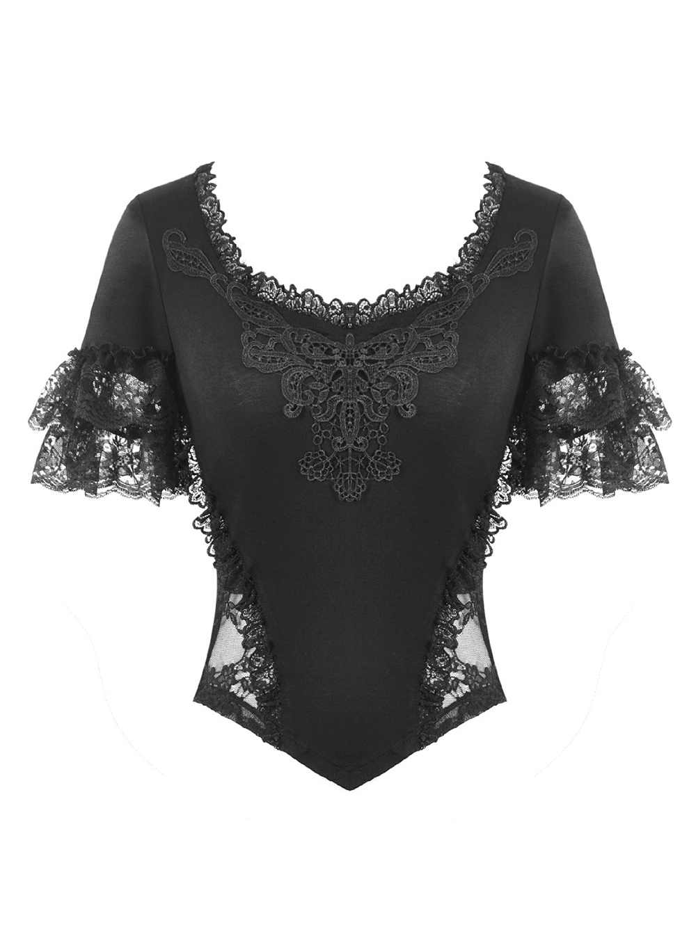 Female Gothic Lace Top with Layered Ruffle Sleeves