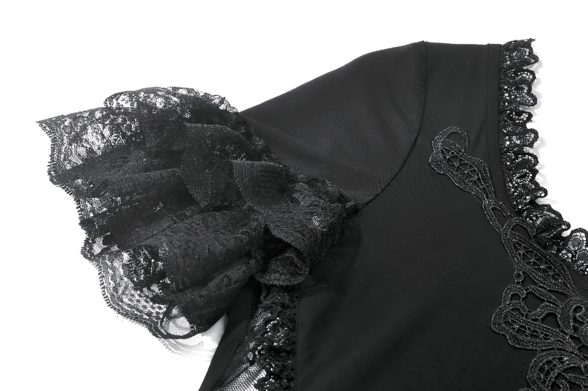 Female Gothic Lace Top with Layered Ruffle Sleeves