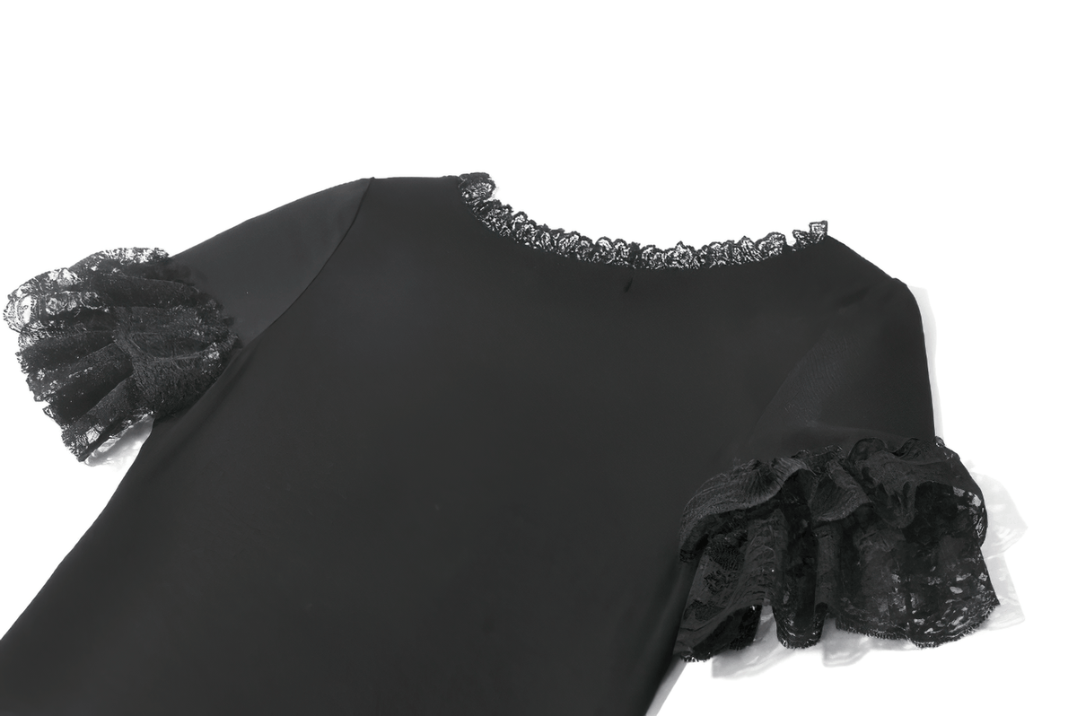 Female Gothic Lace Top with Layered Ruffle Sleeves