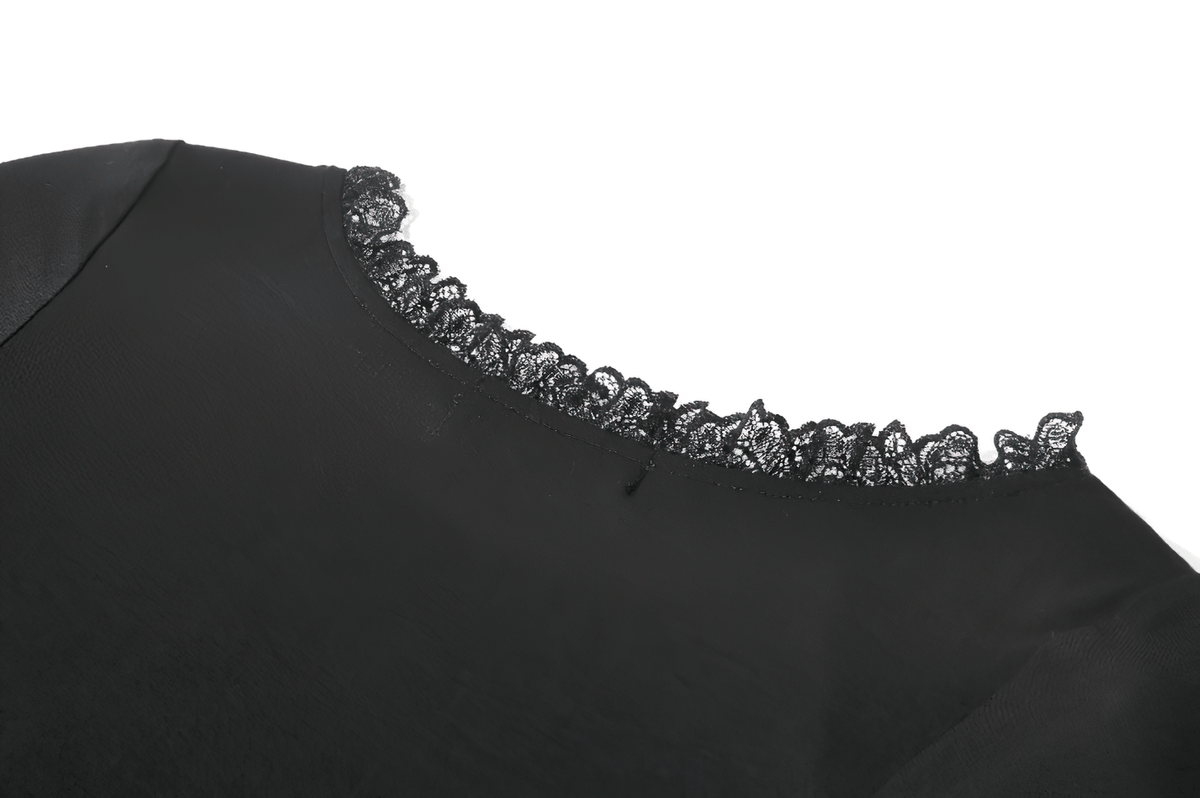 Female Gothic Lace Top with Layered Ruffle Sleeves