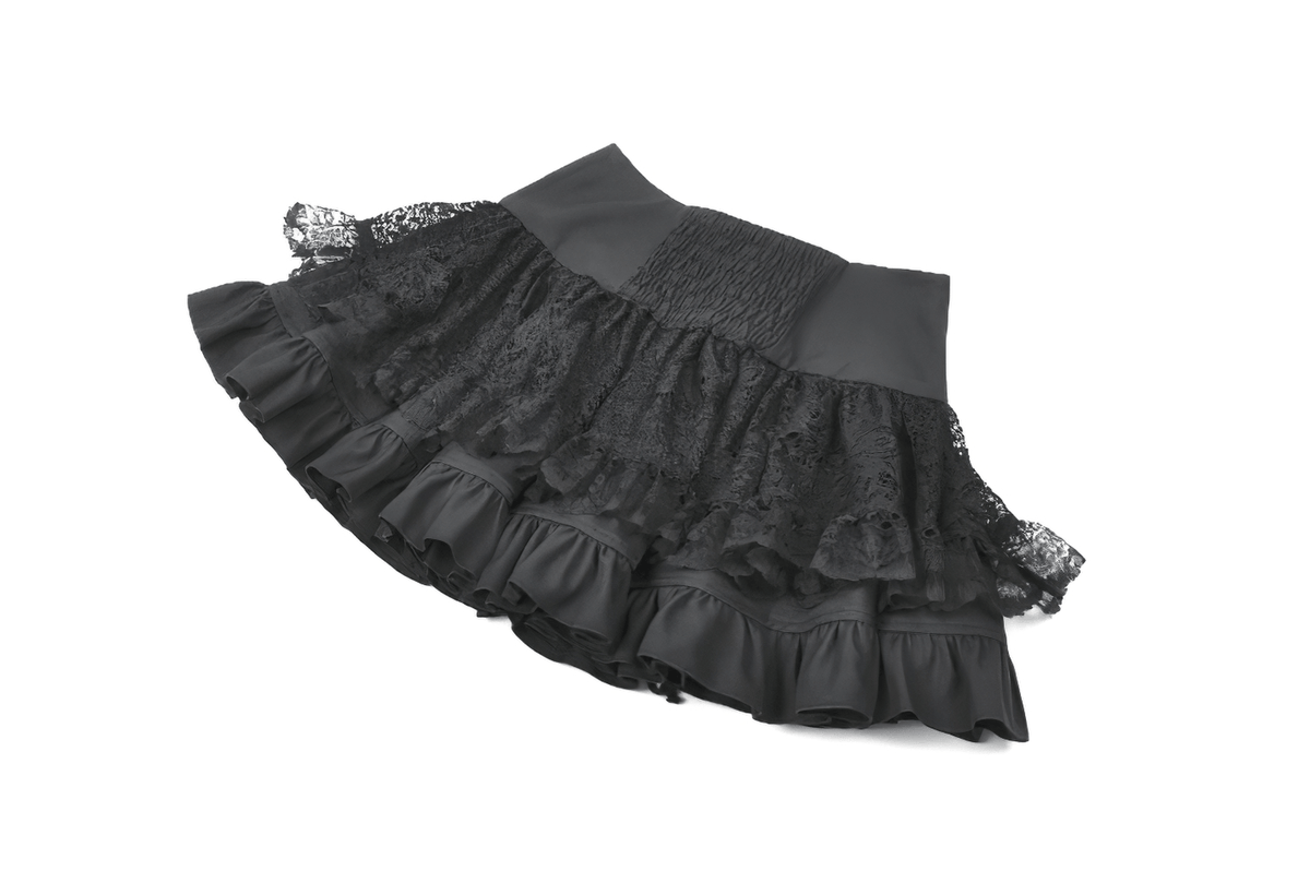 Female Lace Mini Skirt with Buckled Waist and Cross Zips