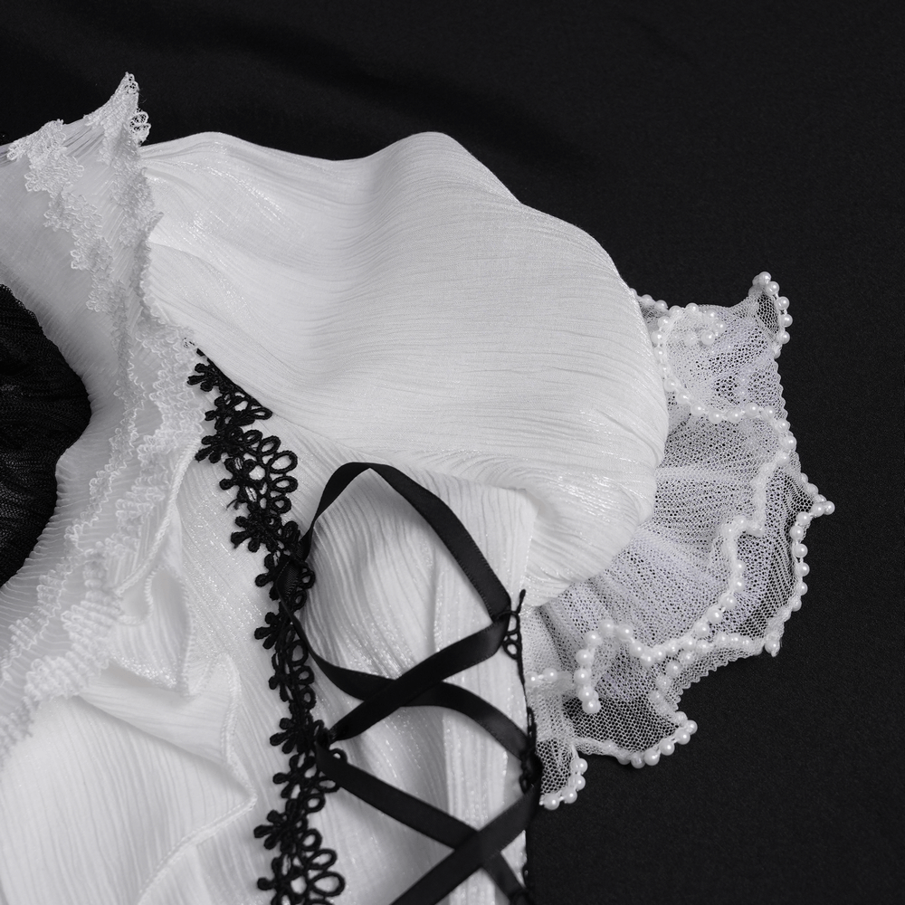 Female Victorian Blouse with Black Lace-Up Corset Back