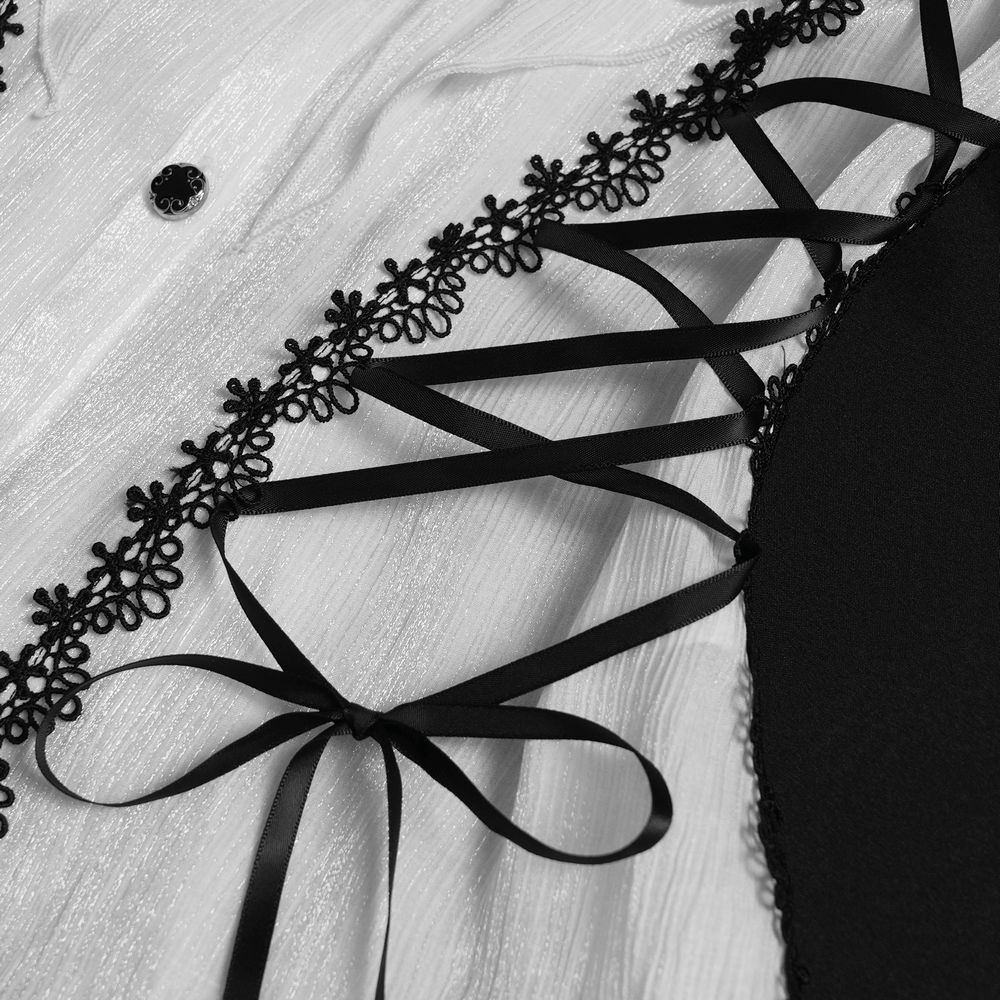 Female Victorian Blouse with Black Lace-Up Corset Back