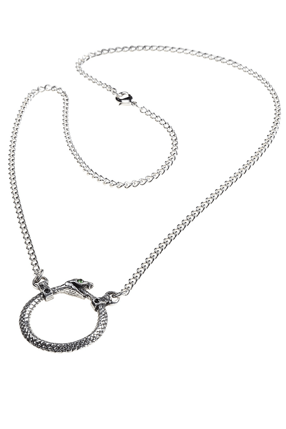 Fine Serpent Necklace with Green Austrian Crystals