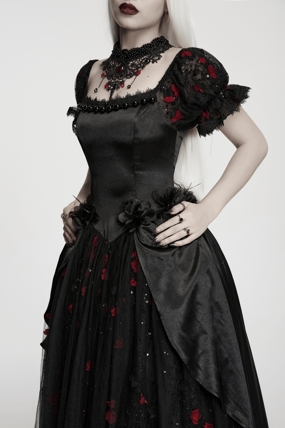 Gorgeous Rose Dress with Victorian Lace and Floral Details