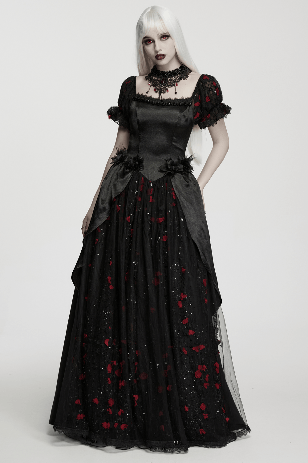 Gorgeous Rose Dress with Victorian Lace and Floral Details