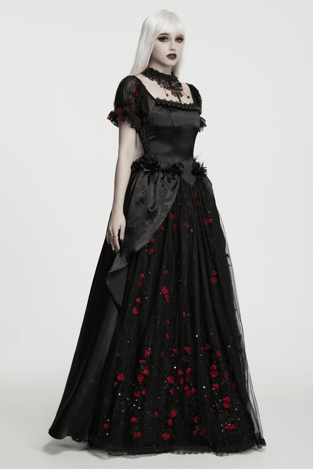 Gorgeous Rose Dress with Victorian Lace and Floral Details