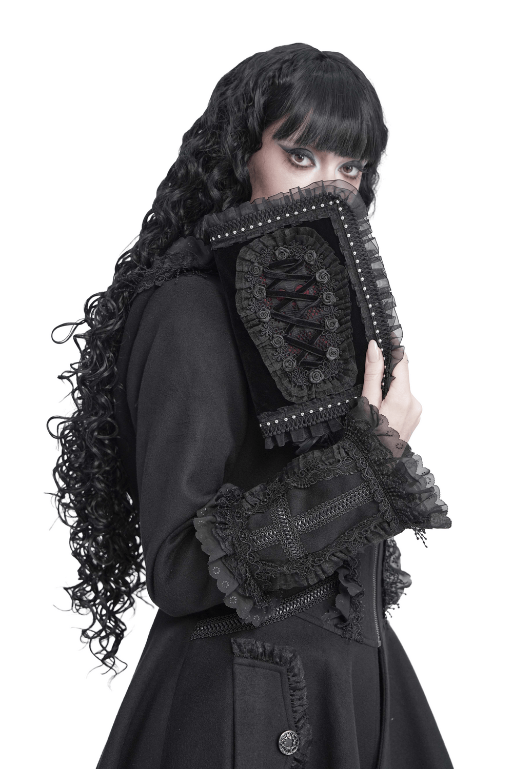 Velvet Notebook Cover with Lace and Corset Detail