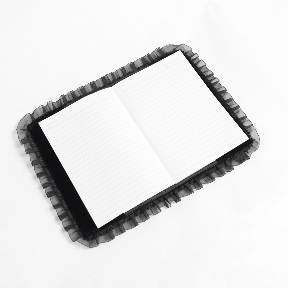 Velvet Notebook Cover with Lace and Corset Detail