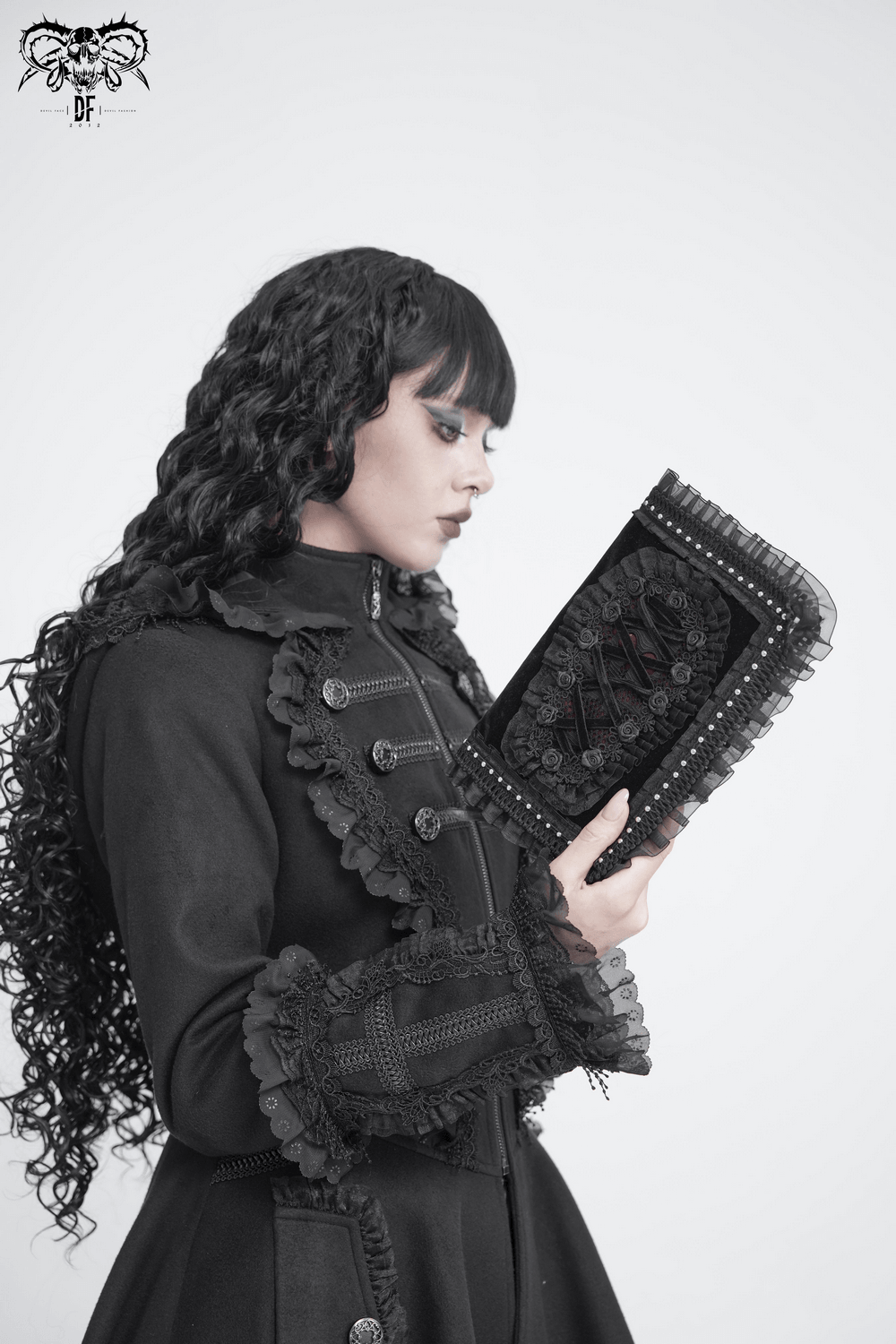 Velvet Notebook Cover with Lace and Corset Detail