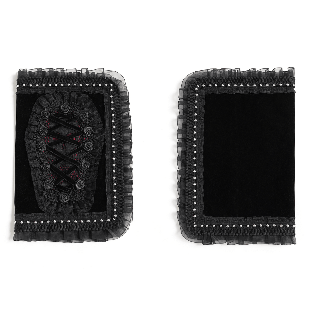 Velvet Notebook Cover with Lace and Corset Detail
