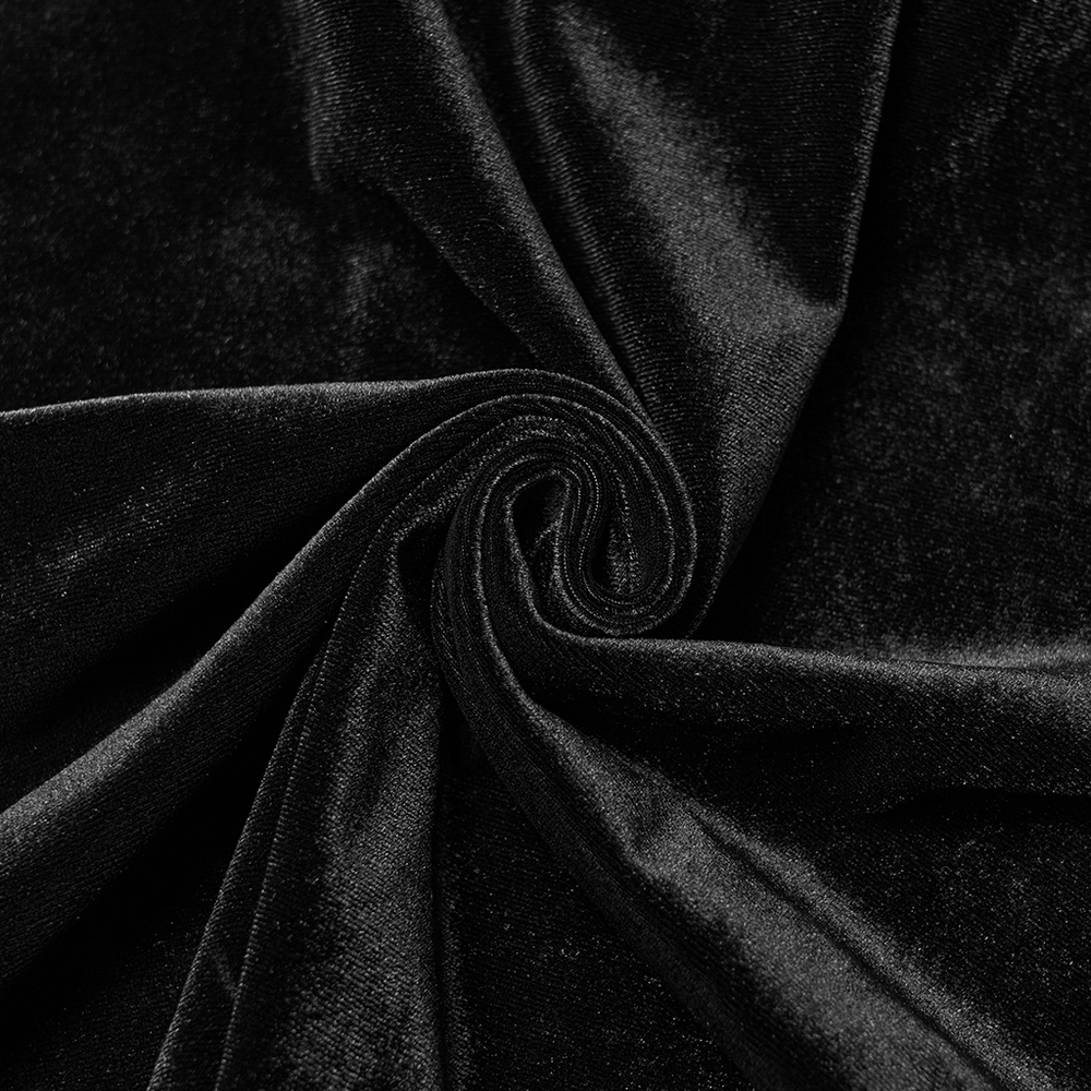 Goth Black Velvet Flared Pants with Lace Inserts