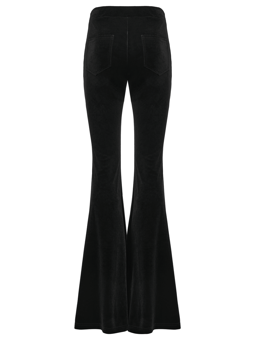 Goth Black Velvet Flared Pants with Lace Inserts