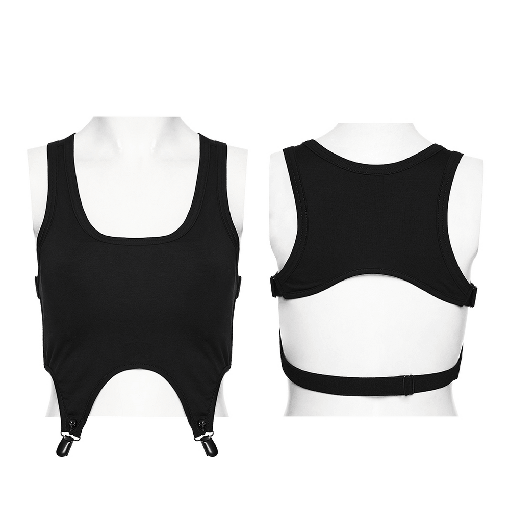 Goth Cutout Clip Hem Tank Top with Adjustable Back