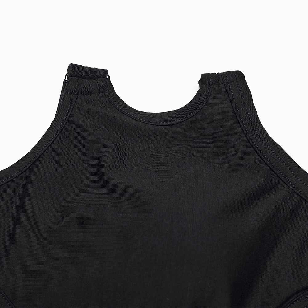 Goth Cutout Clip Hem Tank Top with Adjustable Back