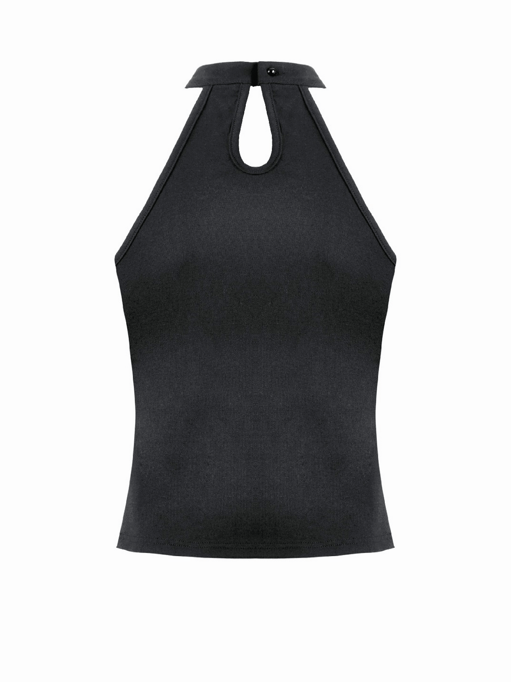 Goth Halter Crop Top with Mesh Panels and Buckle