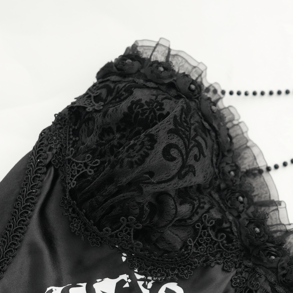 Goth Halter Dress with Lace Overlay and Tulle Skirt