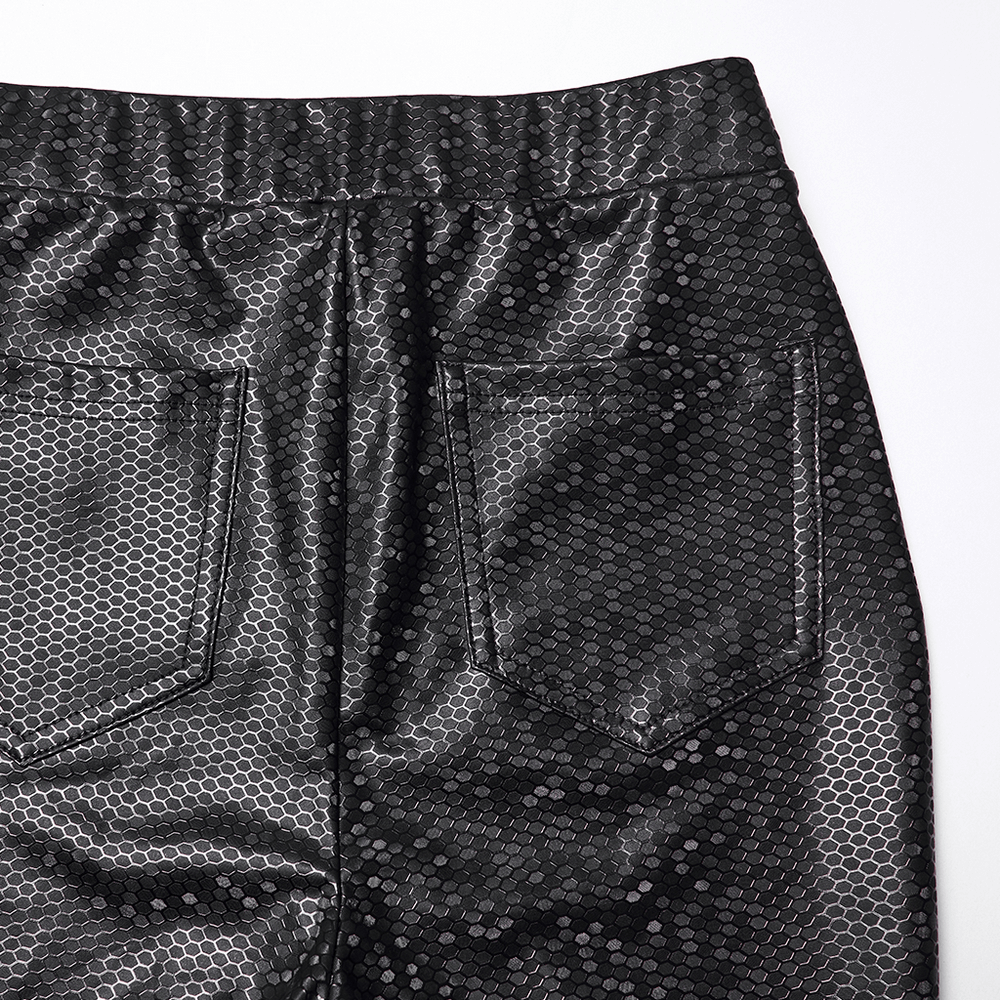 Goth Leggings with Stretch Fabric and Buckle Straps Pockets