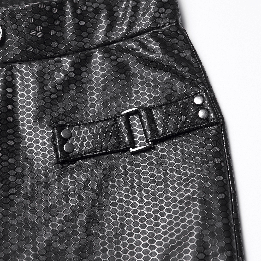 Goth Leggings with Stretch Fabric and Buckle Straps Pockets