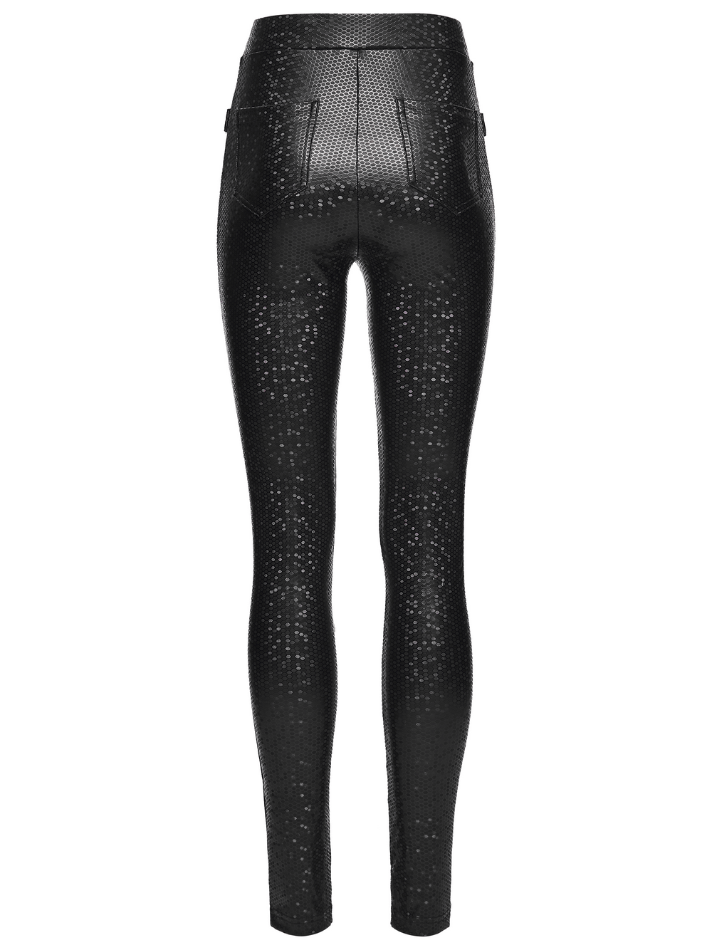 Goth Leggings with Stretch Fabric and Buckle Straps Pockets