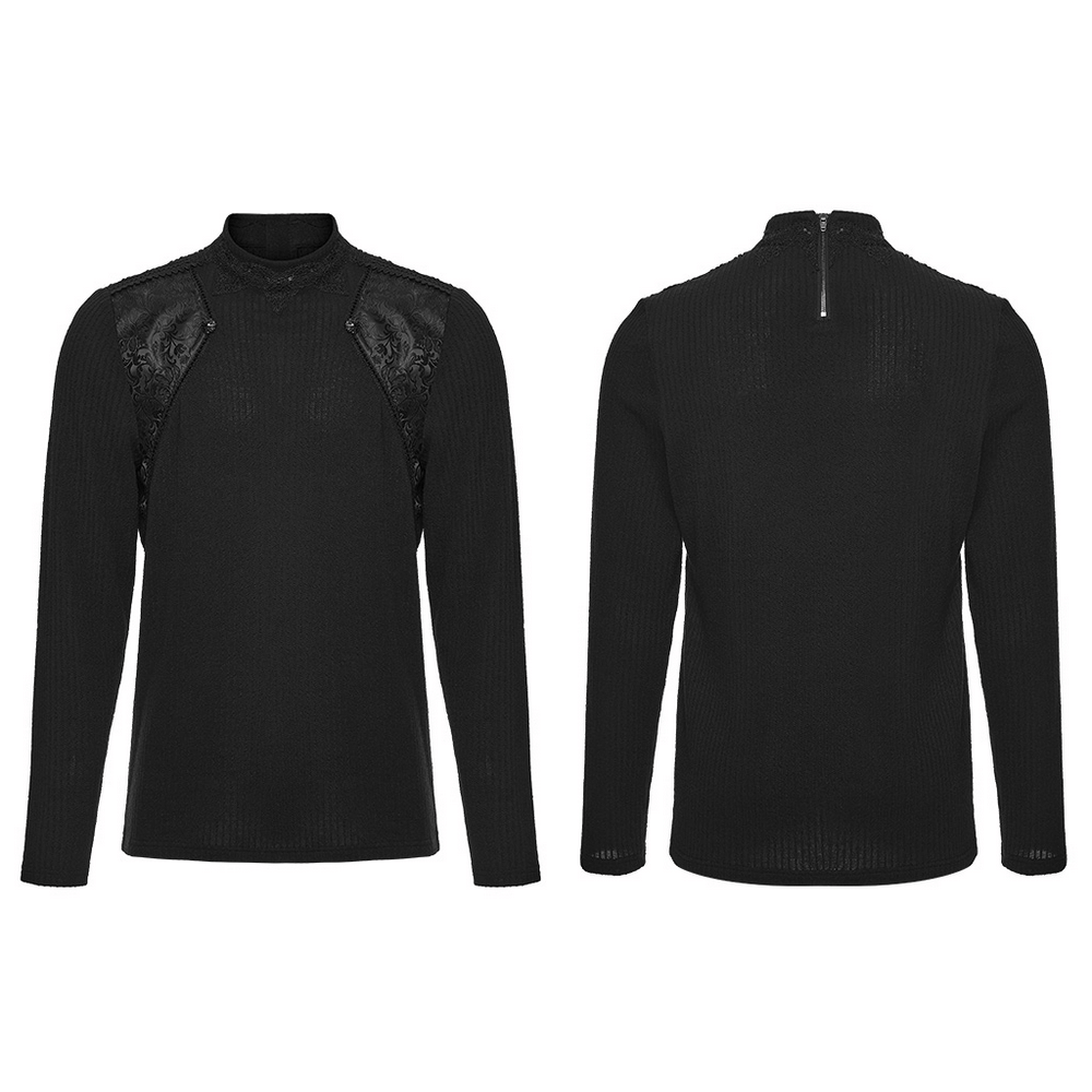 Goth Minimalist Sweatshirt with Shoulder Panels for Men